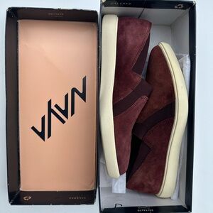 NAYA Yvonne Bordo Burgundy Suede Genuine Slip-On Loafer Shoes Size 7